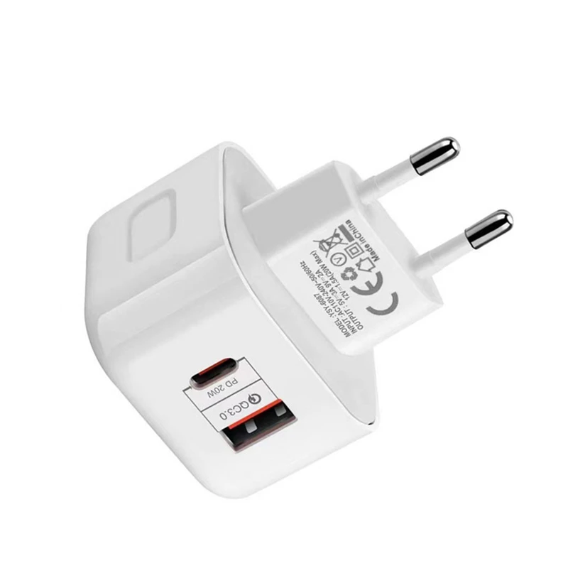 100Pcs EU/US/UK Plug 20W Fast Charging Mobile Phone Charger Quick Charge QC 3.0 PD USB C Type-C Adapter AC Power Wall Chargers