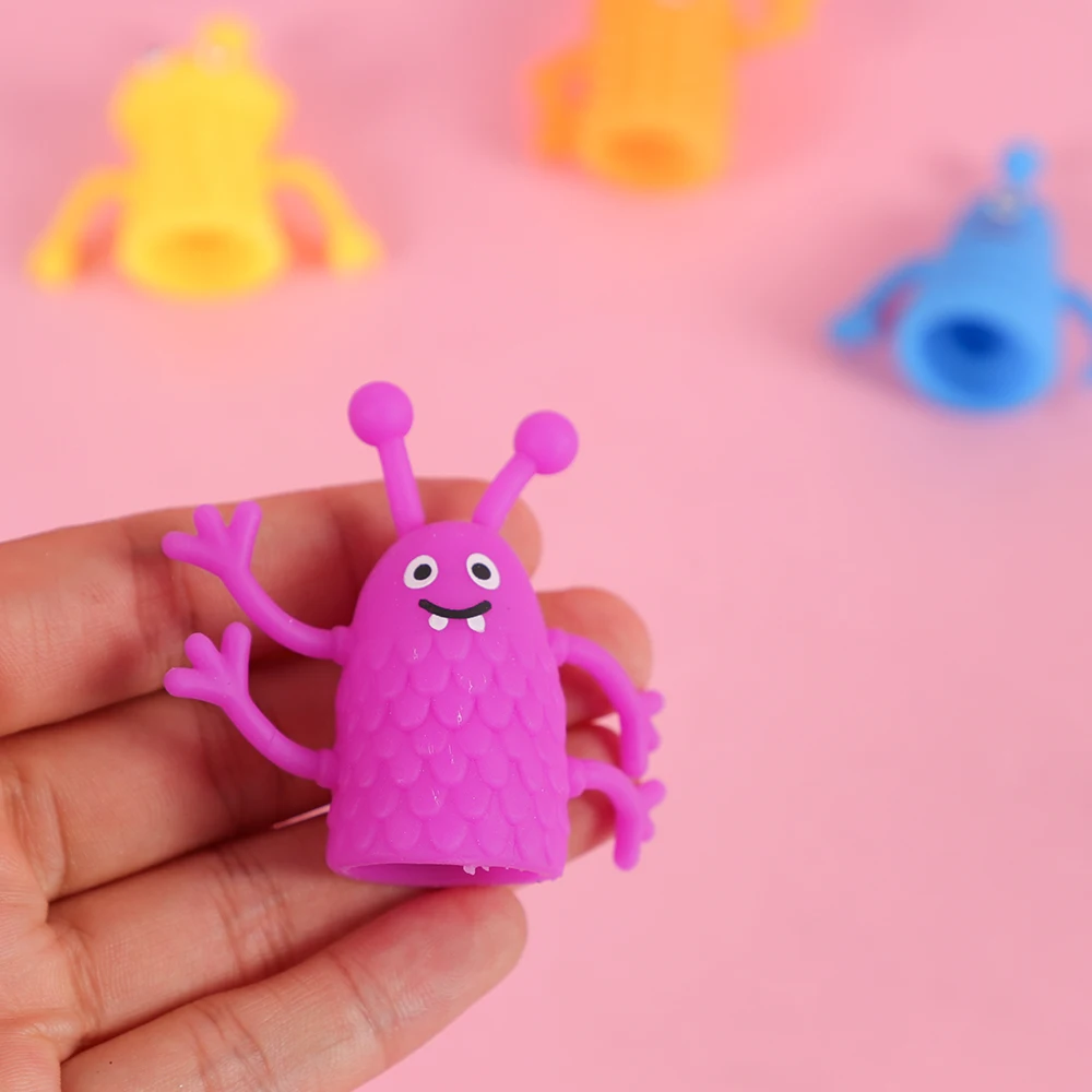 4Pcs TPR Plastic Mini Monster Finger Dolls Story Finger Puppet Toys for Kids Birthday Party Favors Baby Shower Gift Goodie Bag