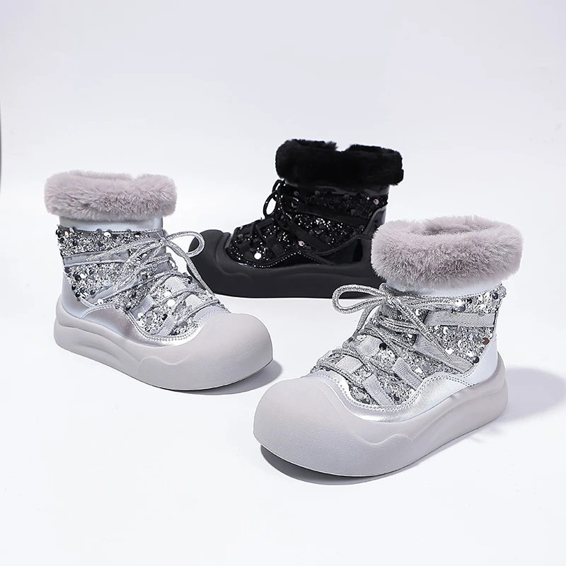 

2025 New Fashion Style Children Casual Short Boots for Girls Boys Winter Soft Bottom Anti-slippery Versatile Warm Shoes