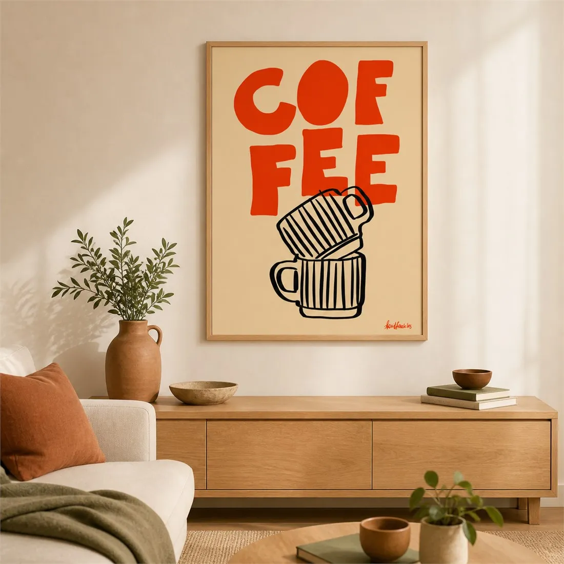 Minimalist Coffee Art Print,Canvas Wall Print,High‑Grade Home Decoration Artwork for Bedroom,Living Room,Office & Interior Space