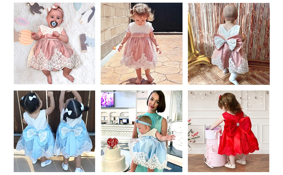 LZH Baby Mädchen Kleid Neugeborene Kleidung Prinzessin Kleid + Kopfbedeckung Für Kleinkind Geburtstag Hochzeit Taufe Kleinkind Party Weihnachten Kleid – Detail 4