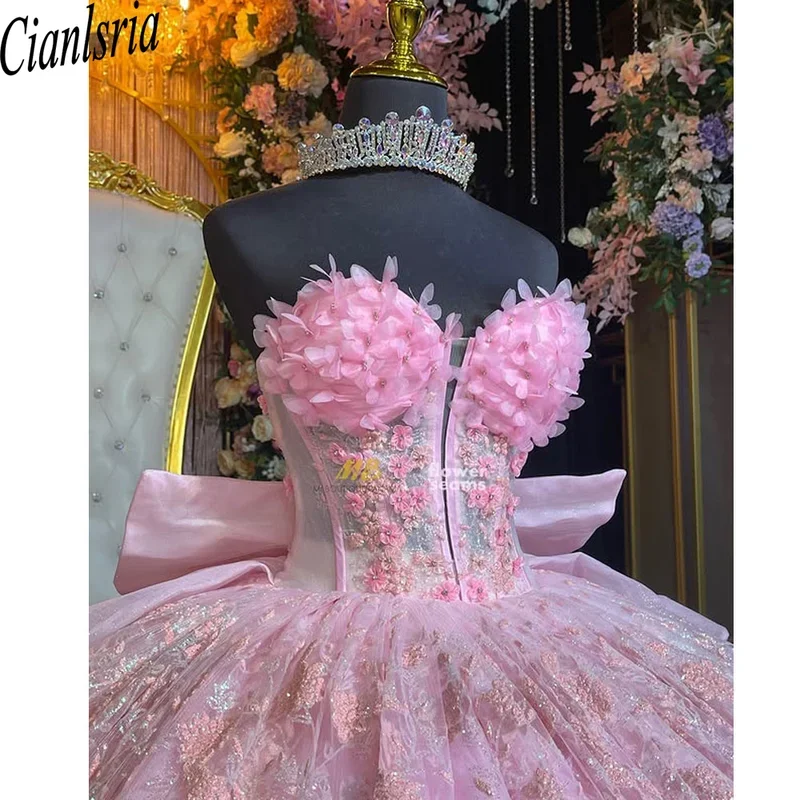 الوردي الأميرة Quinceanera فستان أزياء من الدانتل الحبيب رابطة عنق شال حزب فستاين سهرة/فساتين الحفلات vestidos de 15 quinceañera