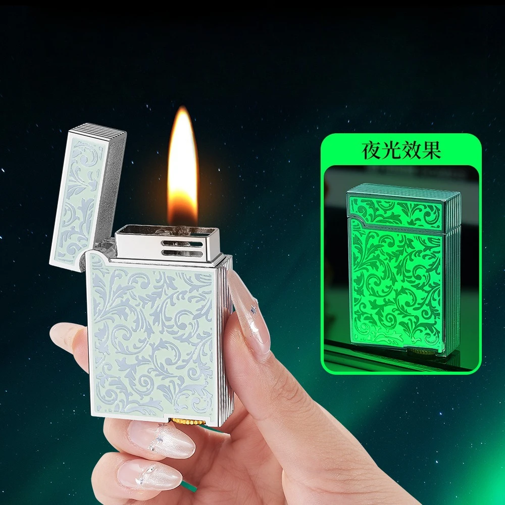 

Громкий звук, боковая скользящая зажигалка с открытым пламенем, шлифовальный круг с огненным маслом, воспламенитель с надписями, ультратонкий надувной элитный мужской подарок