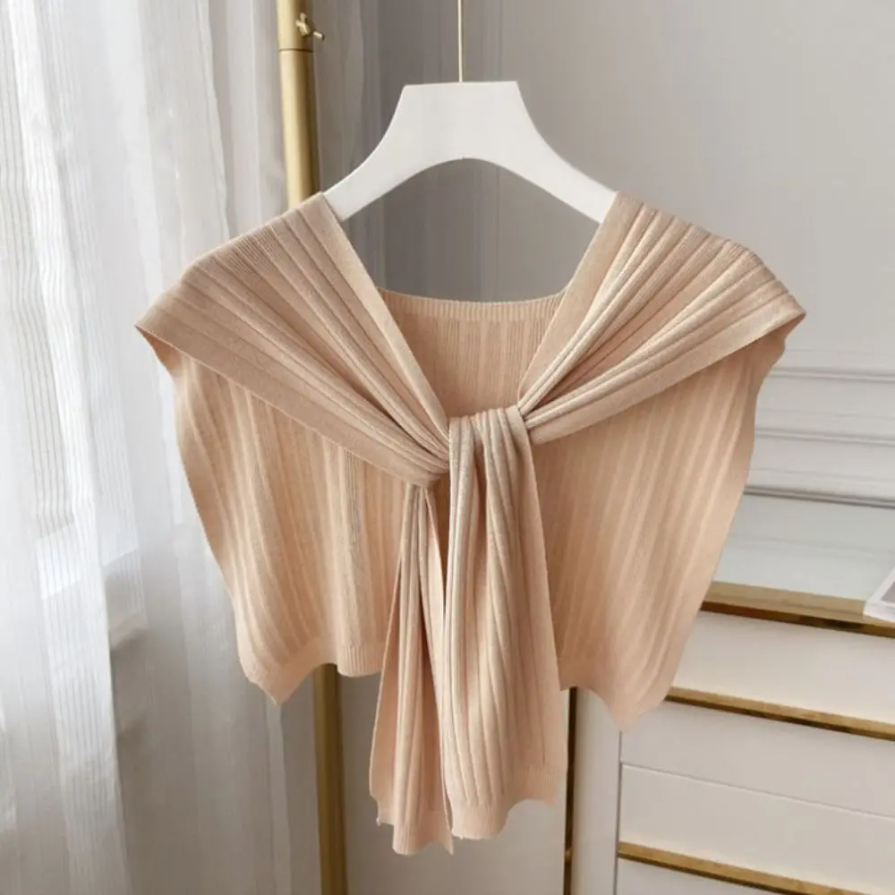 

Универсальная теплая вязаная шаль в полоску, солнцезащитный крем, морской стиль, шарф с узлом, накидки, украшение для одежды, блузка на плечо, искусственный воротник для путешествий