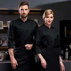 Overalls Long Sleeve Autumn and Winter Clothes Hotel Kitchen Restaurant Barbecue Cuisine Chef Uniform Men