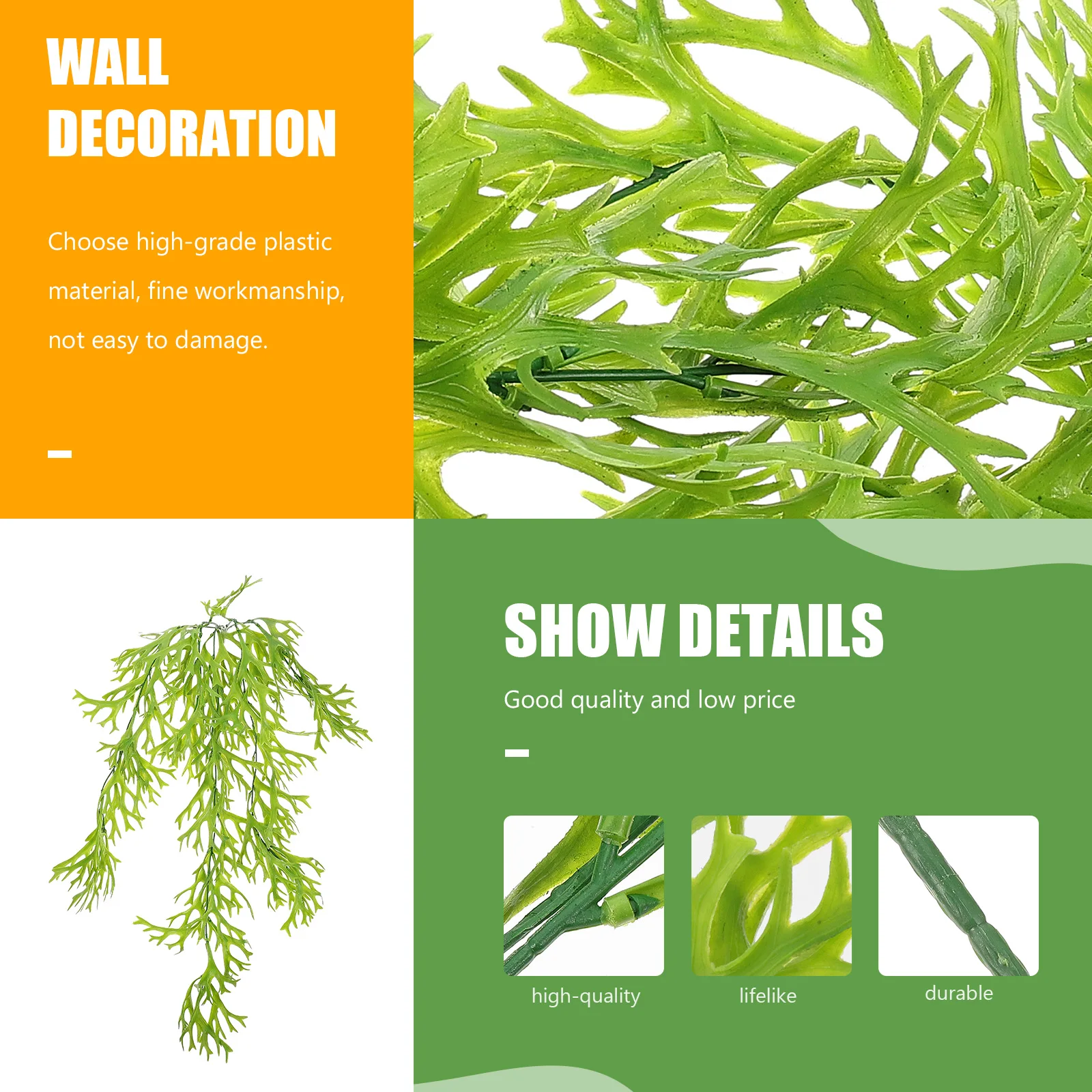 

2pcs Decorations Artificial Fern Adorns Garden Landscaping Ornaments Simulation Home Decorative Fake Hanging Ferns Wall Hanging