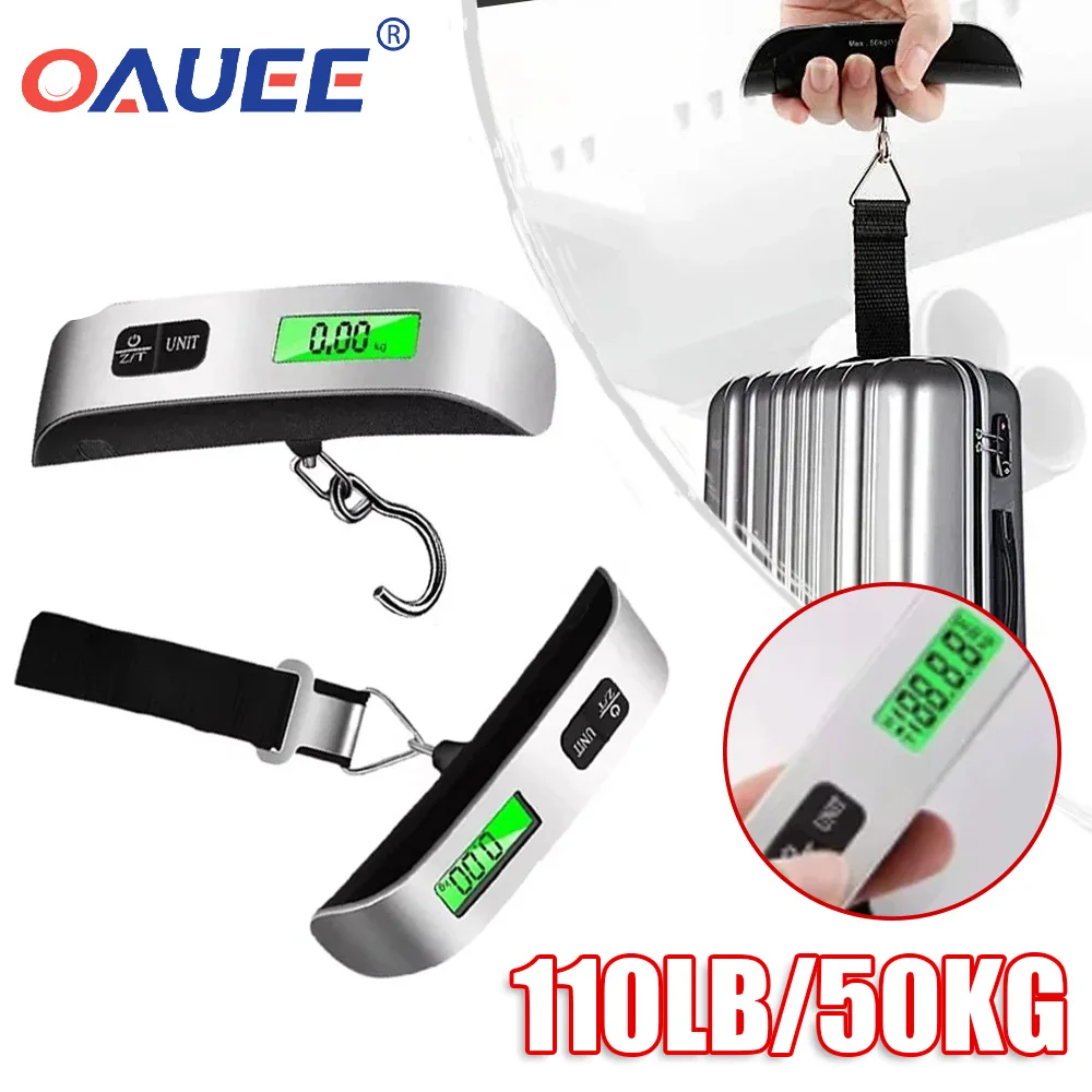 

Oauee 110lb/50kg Portable Scale Digital LCD Display Electronic Luggage Hanging Suitcase Travel Weights Baggage Bag Balance Tool