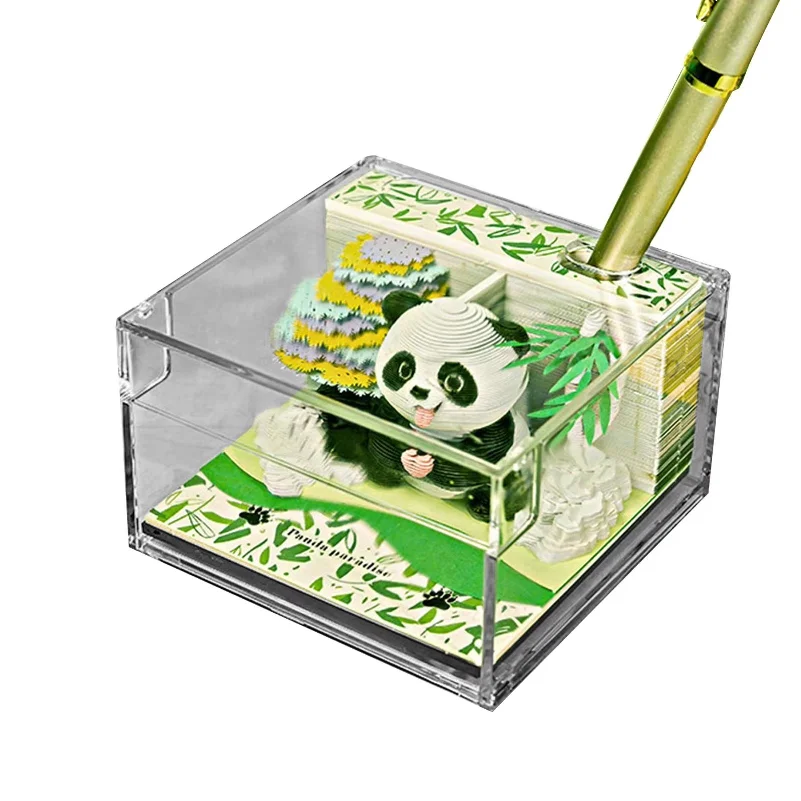 3D Calendar 2027 Panda Design Notepad Cute Paper Sculpture Calendar For School Classroom Home Teacher Commute Christmas Holiday