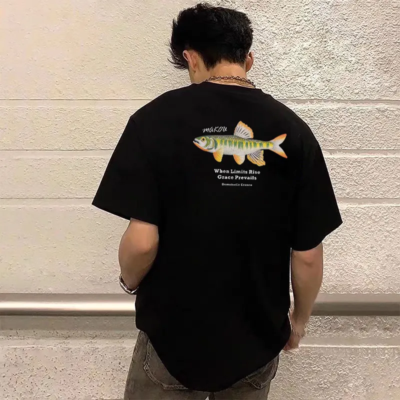 アメリカンスタイル半袖tシャツ-釣り文化スローガン-i-irie-fiing-club「通気性のあるコットンユニセックスtシャツ」