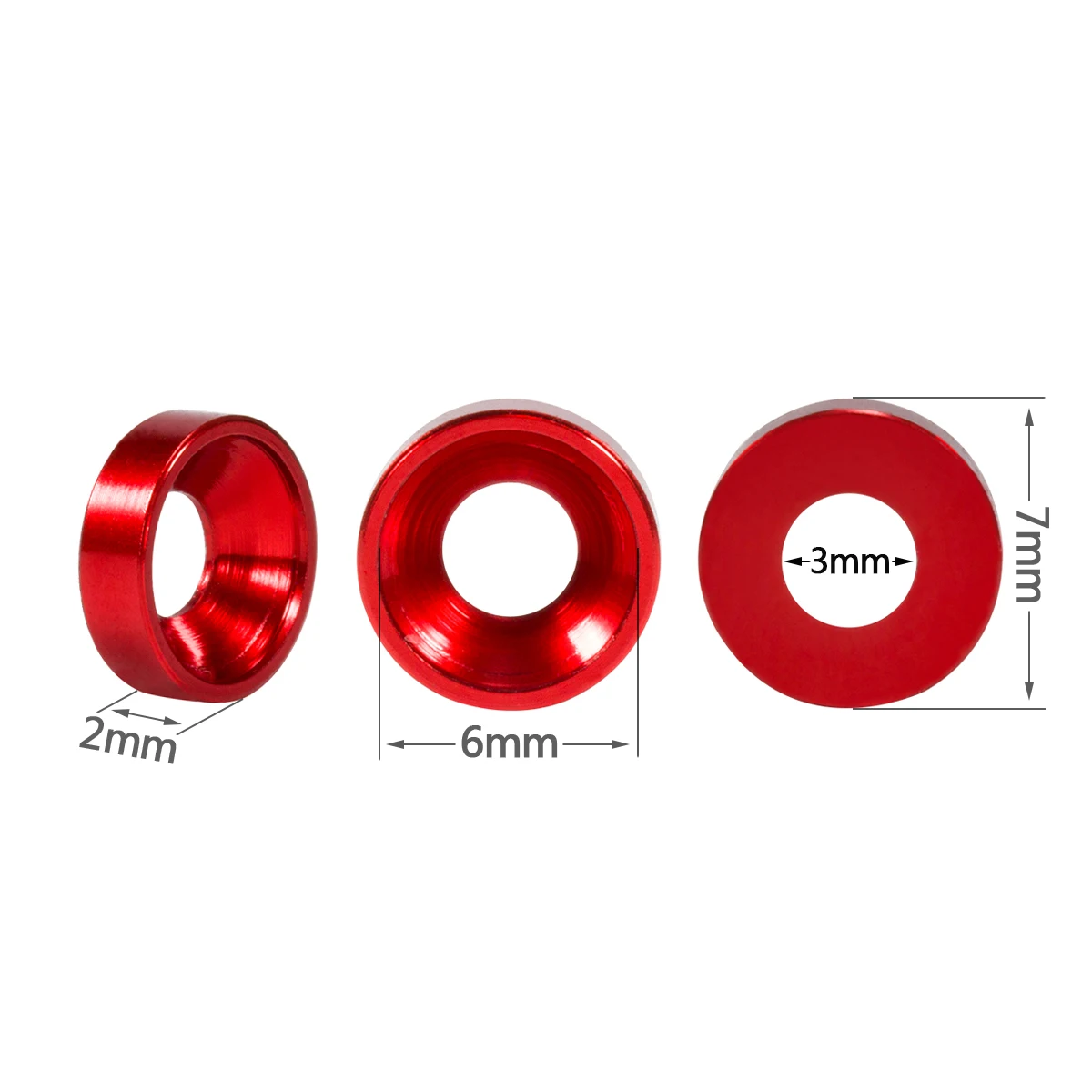 Aluminum Alloy M3 Anodized Countersunk Washers for RC Crawler Chassis SCX10 TRX4 Shafty MOA Bumper Bull Bar Comp Builds DIY