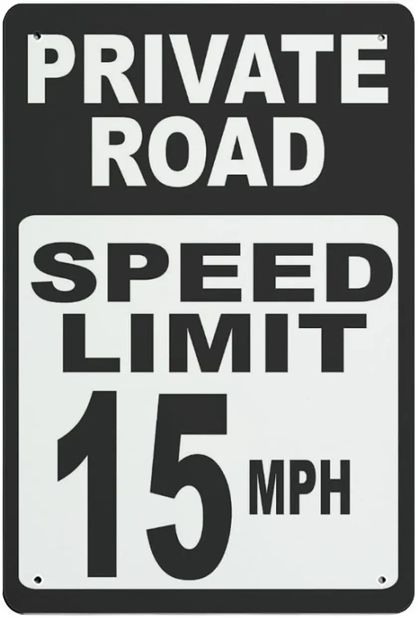 Vintage Metal Sign Private Road Speed Limit 15 Mph Metal Tin Sign Aluminum Sign For Home Coffee Bar Wall Decor 8x12 inch