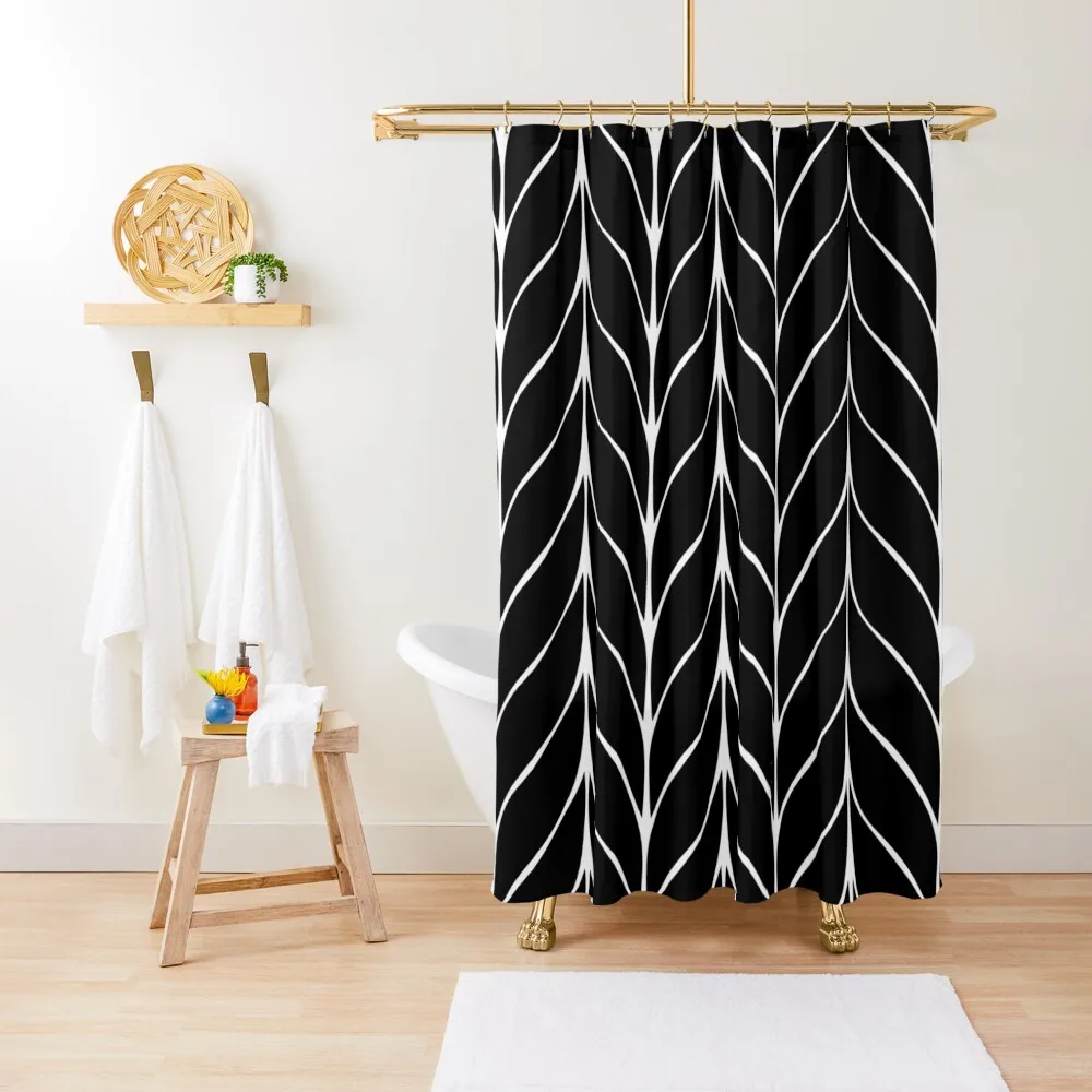 

Black And White Leaf Pattern Shower Curtain For Bathrooms With Beautiful Designs Funny Shower Shower Set Curtain