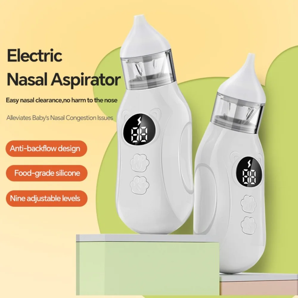 

Rechargeable Baby Electric Nasal Aspirator with 9 Suction Levels Suck Out Newborn Nose Sucker 2 Silicone Tips Anti Backflow