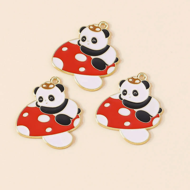 Leslie 10 Stück niedliche Tier-Cartoon-Anhänger mit großen Pandas für Halsketten, Armbänder, Ohrringe, Anhänger, DIY-Schmuckherstellungszubehör – Detail 8