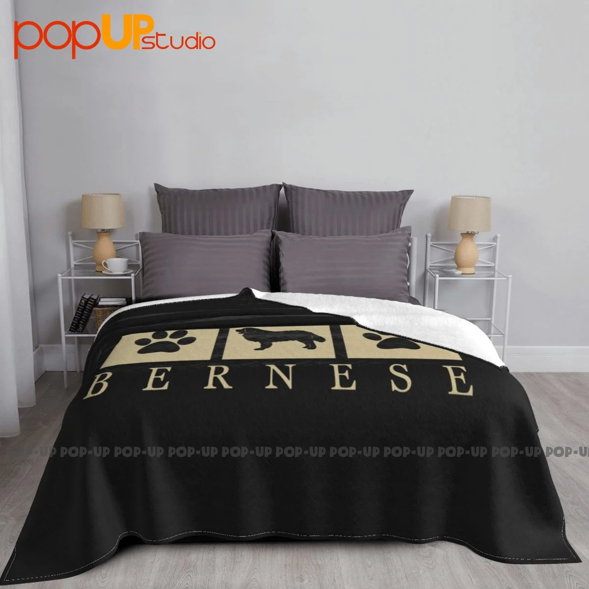 Bernese Mountain Dog Silhouette Blanket Warm Textile Super Warm Bedding Supply Family Expenses