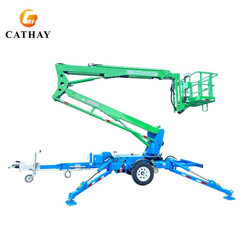2026 Hot Sale Articulated Towable Spider Man Lift Trailer Boom Lift Bucket Necelle Lifting Boom with Remote Control and Bucket