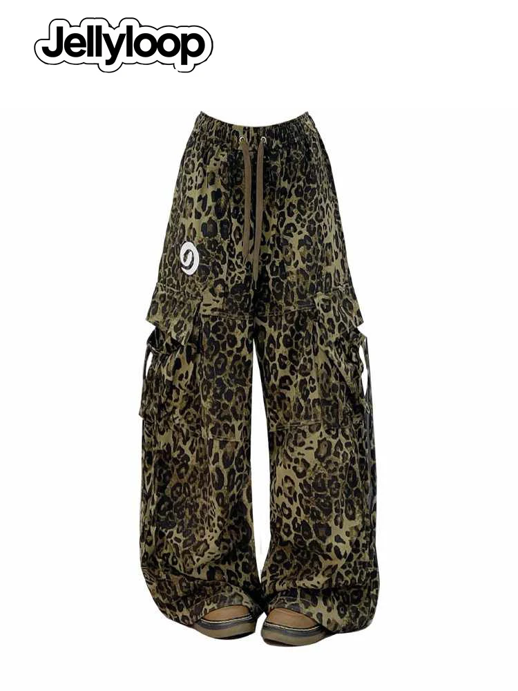 

Women's Baggy Cargo Pants Grunge Wide Fit Leopard Print Long Trousers Harajuku Pantalones Cyber Punk Y2k New In Joggers New In
