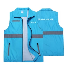 Customized design logo vests, sleeveless multi pocket vests for men and women, DIY logo team/advertising/outdoor work tops