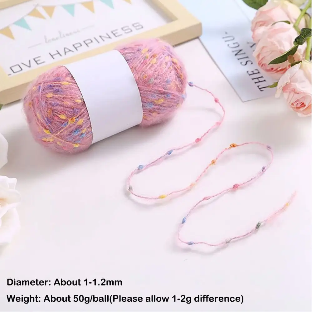 Warm Colored Dots Wool Yarn DIY Plush Rainbow Thread Crochet Knitting Sofa Cushion