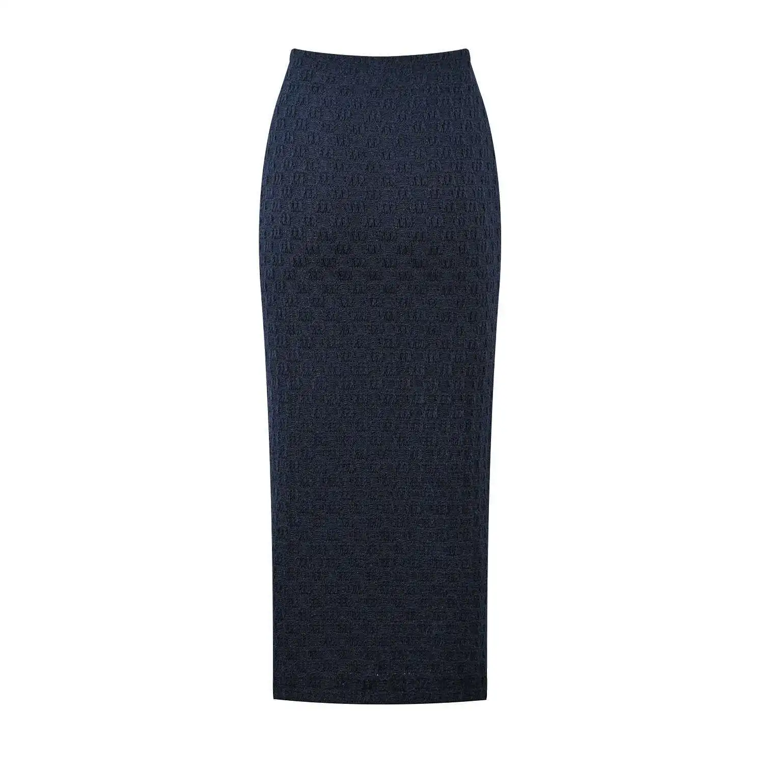 Luxury Knitted 2 Piece Sets Women 2025 Spring Cardigans Pencil Skirts Suits Long Sleeve Sweater Jumpers Blue