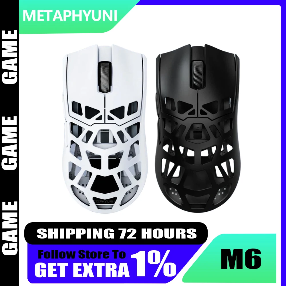 

Игровая мышь METAPHYUNI M6, трехрежимная, легкая, из магниевого сплава, полые, 8k, частота заката, PD3950, сенсорная мышь, аксессуары для ПК, геймеров