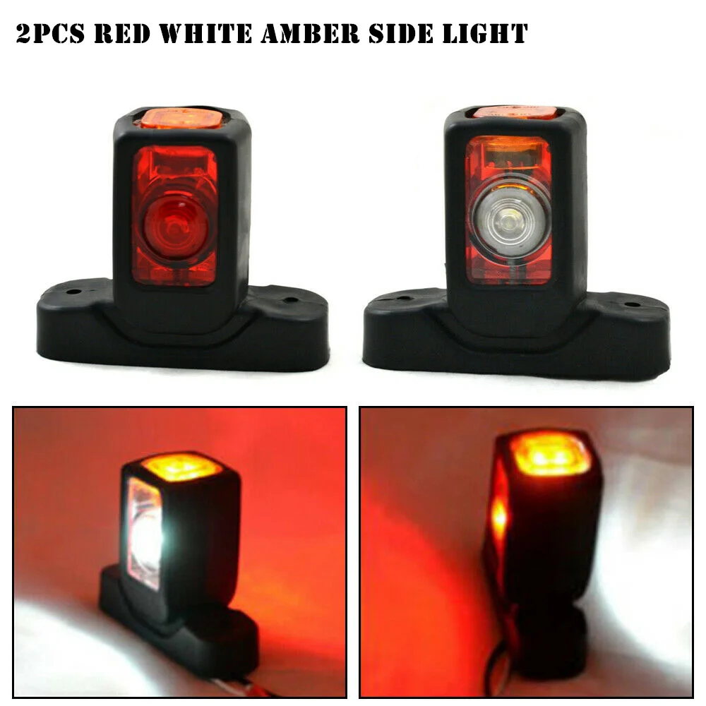 2PCS Truck Trailer Outline Clearance Indicator Light LED 3-sided Side Light Car Side Marker Lamp 12V 24V Taillight for Lorry