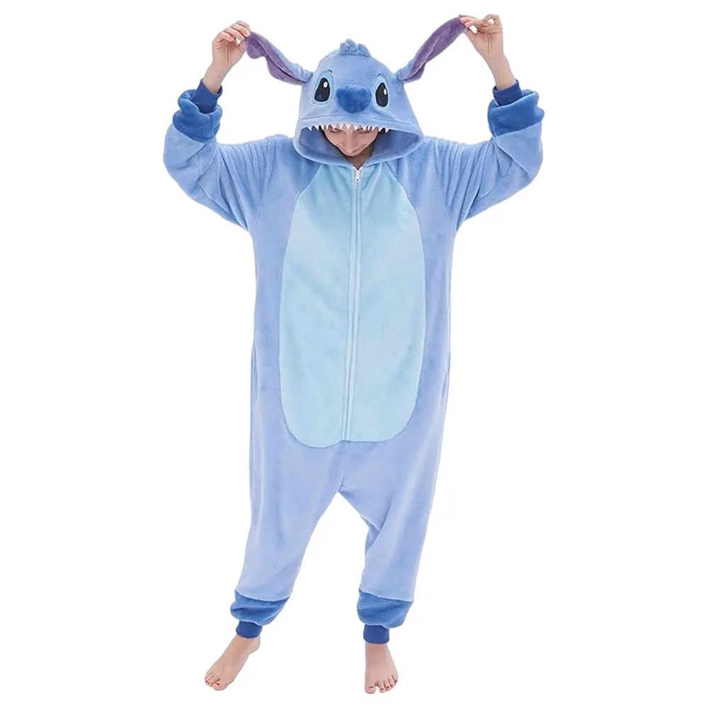 Thick Artifical Flannel Onesies For Adults Men and Women Kigurumis with Front Zipper Closure