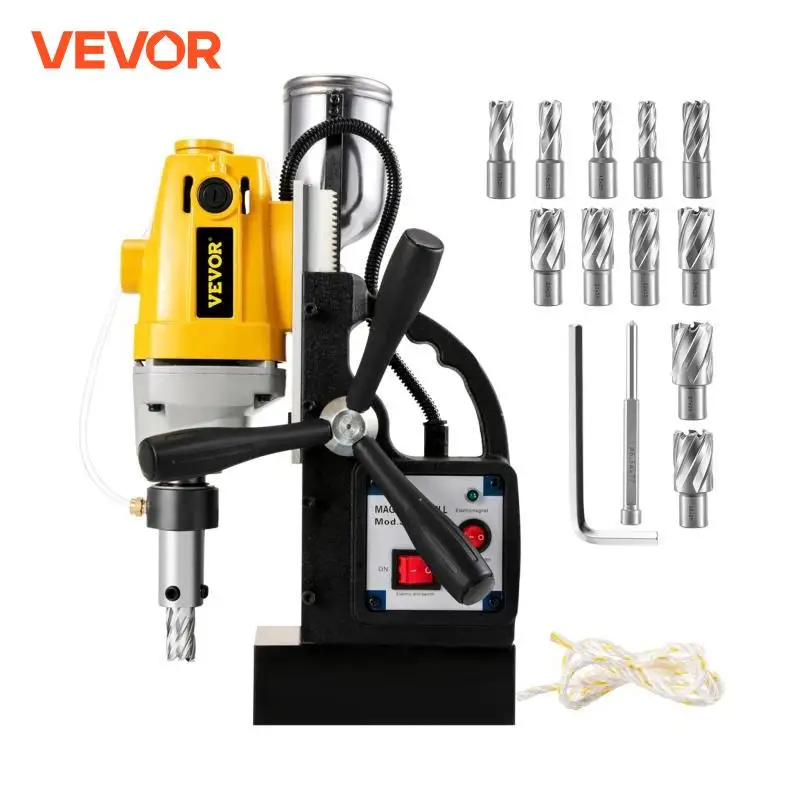 VEVOR MD40 Magnetic Drill Press 40mm for Engineering Steel Structure 1100W Height Adjustable Electric Bench Drilling Rig Machine