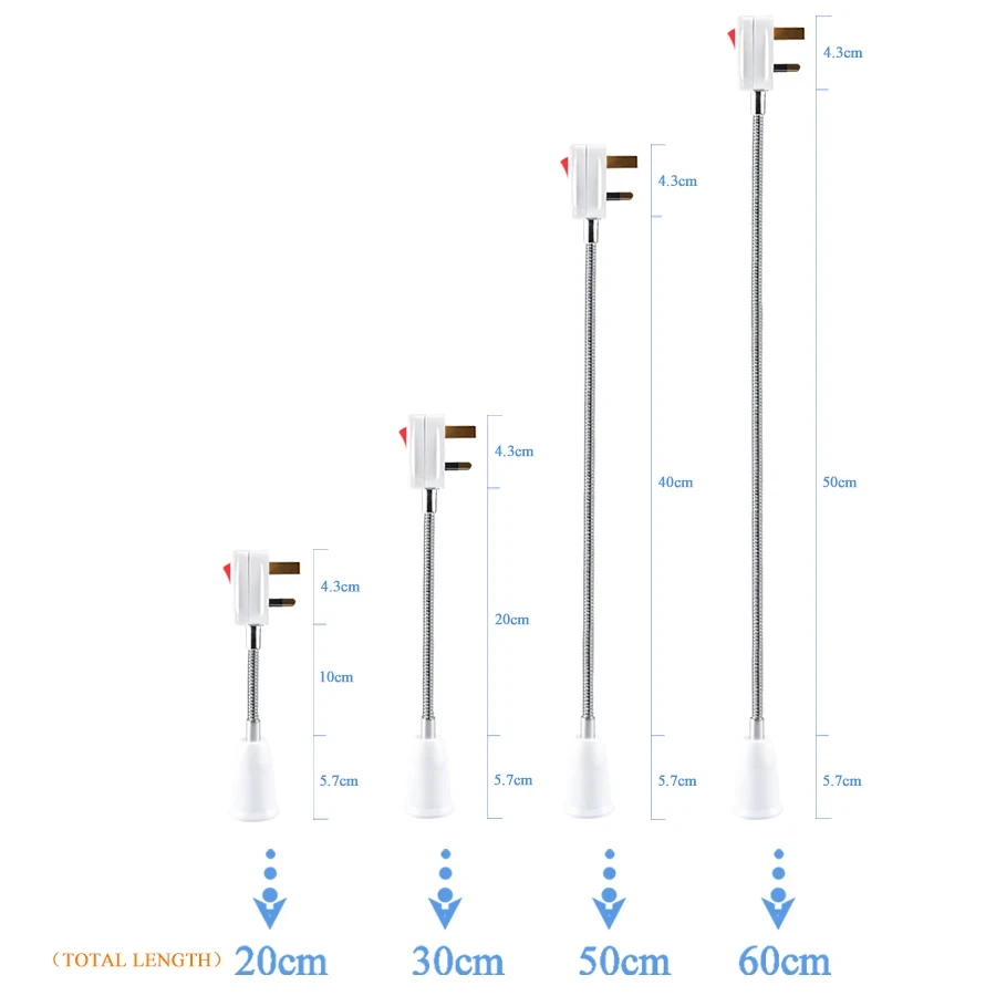 Direct Plug-in Rotary Lamp Head E27 Socket Lamp Bulb Holder with On/off Switch EU US UK Lamp Base Flexible Extension Holder