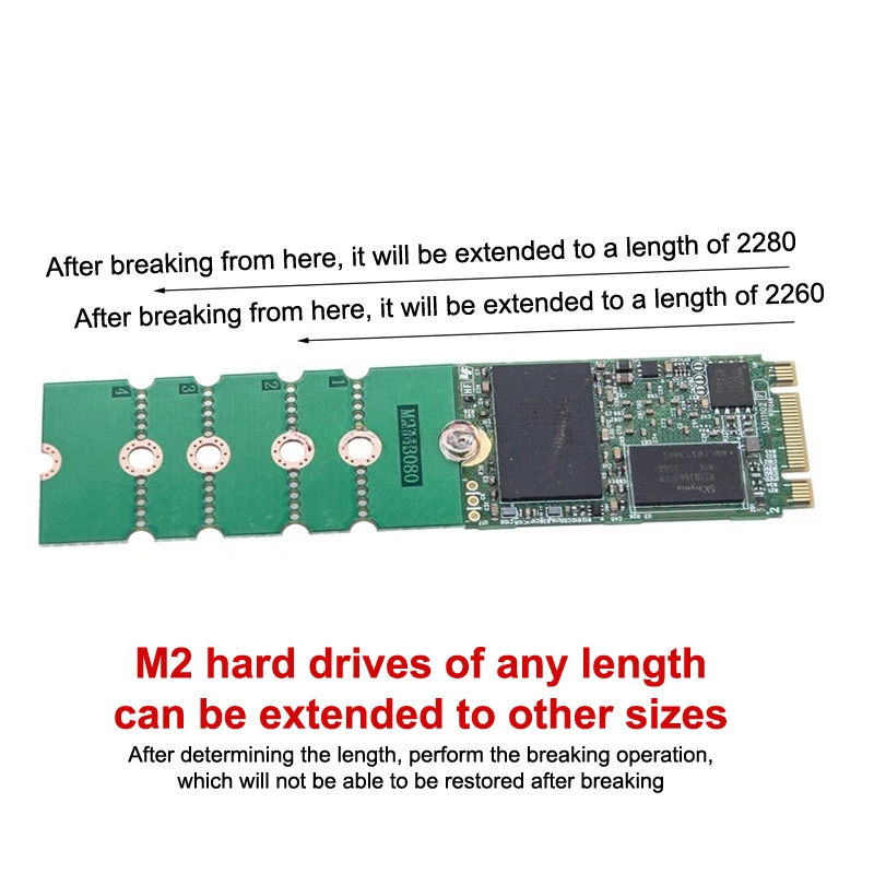 M.2การ์ดอะแดปเตอร์ SSD 2230/2242/2260เป็น2280โอนบัตรแร็คต่อขยายอเนกประสงค์บอร์ดแปลงไรเซอร์การ์ดการ์ด