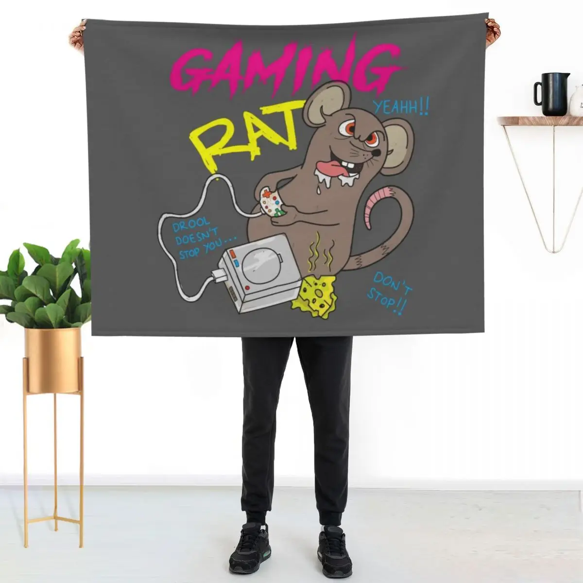 

Gaming Rat Throw Blanket Soft Warm Blanket Gift for Men Women Adults