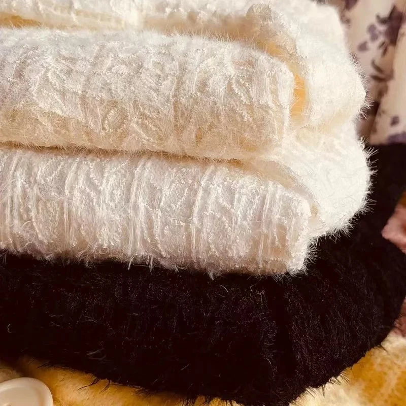 الدانتيل نصف الياقة المدورة محبوك سترة المرأة خريف شتاء سميكة الدافئة طويلة الأكمام البلوز الكورية شيك سليم الجوف خارج البلوز جديد #6