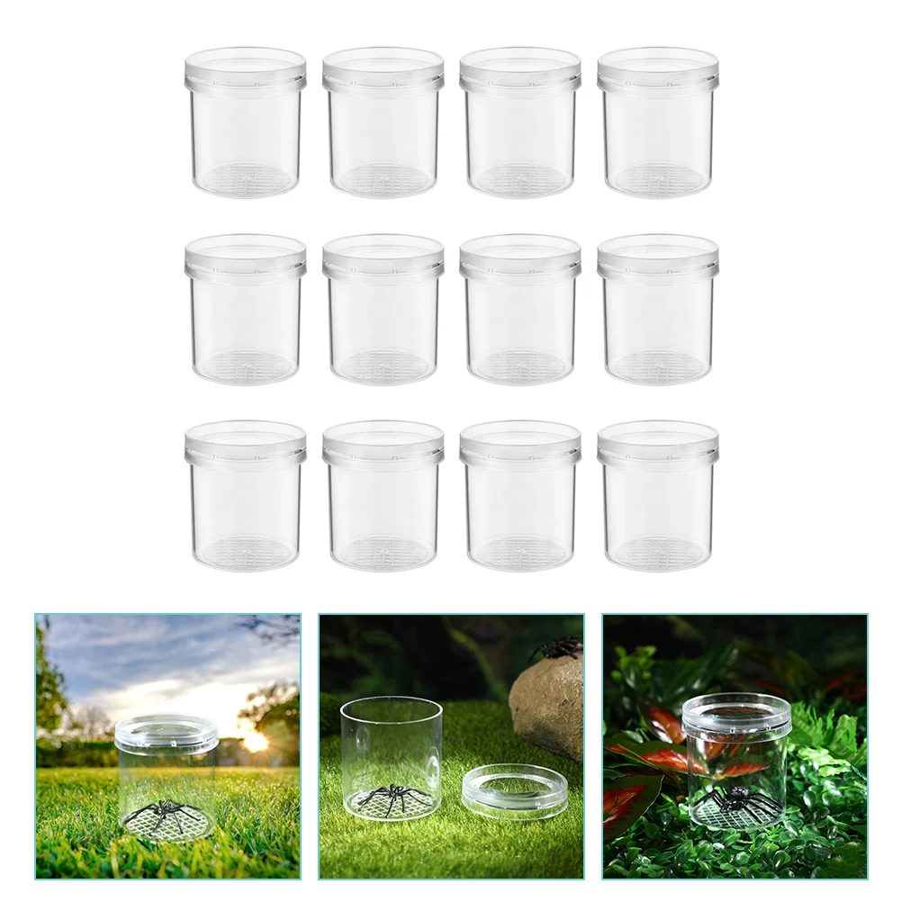12Pcs Insect Observation Cup Bug Catcher Viewer Magnifying Educational Tool Lightweight Plastic Kids Nature Exploration