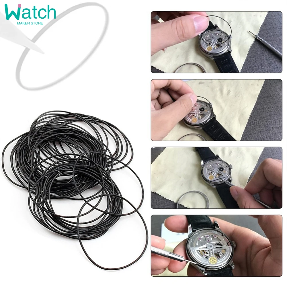 200 قطعة حافظة الساعة الخلفية المطاطية المقاومة للماء O-حلقة طوقا أدوات إصلاح لصانع الساعات سمك 0.5 مللي متر/0.6 مللي متر الراقية محاصر