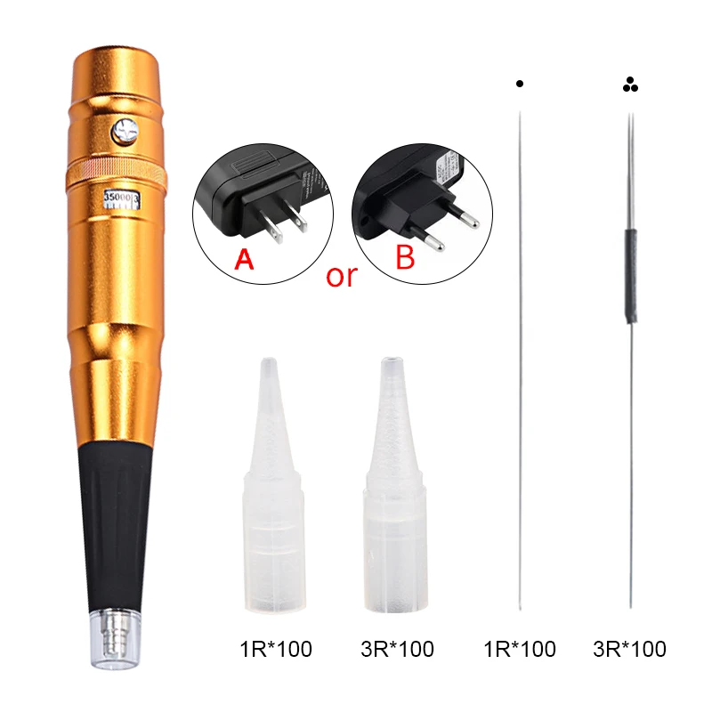 Pluma de Microblading tradicional Universal, dos tipos de tapones para delineador de cejas y labios, máquina de tatuaje de maquillaje semipermanente