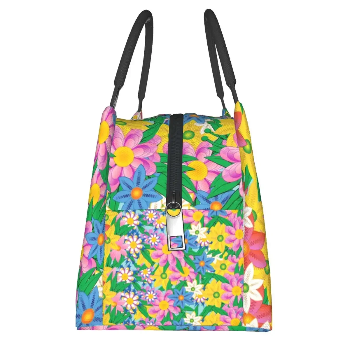 Saco de almoço impressão Flower Power, Caixa com zíper portátil Daisy Floral, Saco refrigerador de escritório, Casual Oxford sacolas de comida