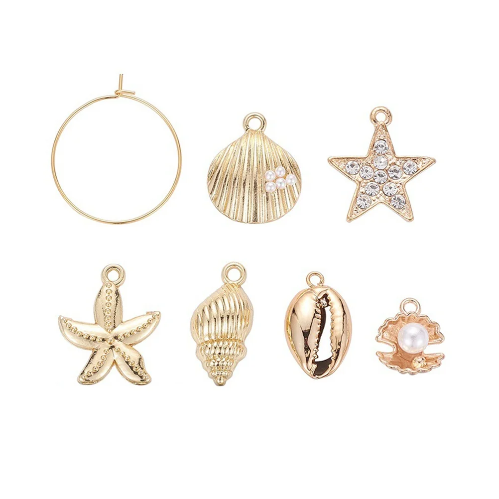 24pcs Sea Style Earring Pendants Assorted Diy Jewelry Accessories Loop Drop Decorative Charms For Key Gift