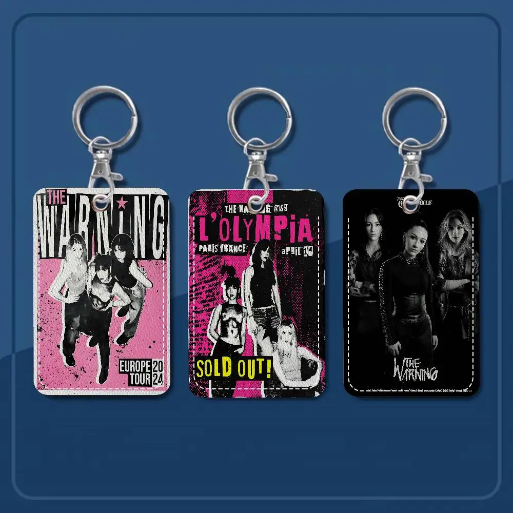Rock Band The W-Warning 1Pc Access Card Case Leather Card Holder Keychain Key Ring Door Access Tags ID Card Case Keychain