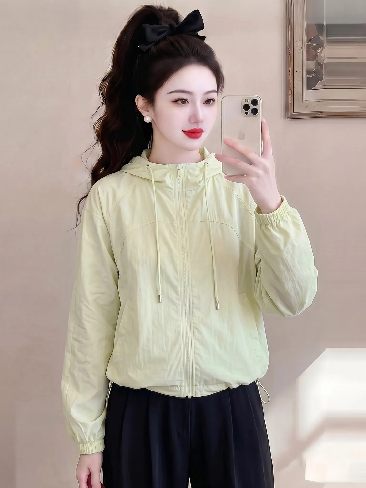 

Fashionable Lazy Summer New Women's High-End Sportswear Sunscreen Outerwear Breathable Loose Fit Long Sleeve Zipper Closure