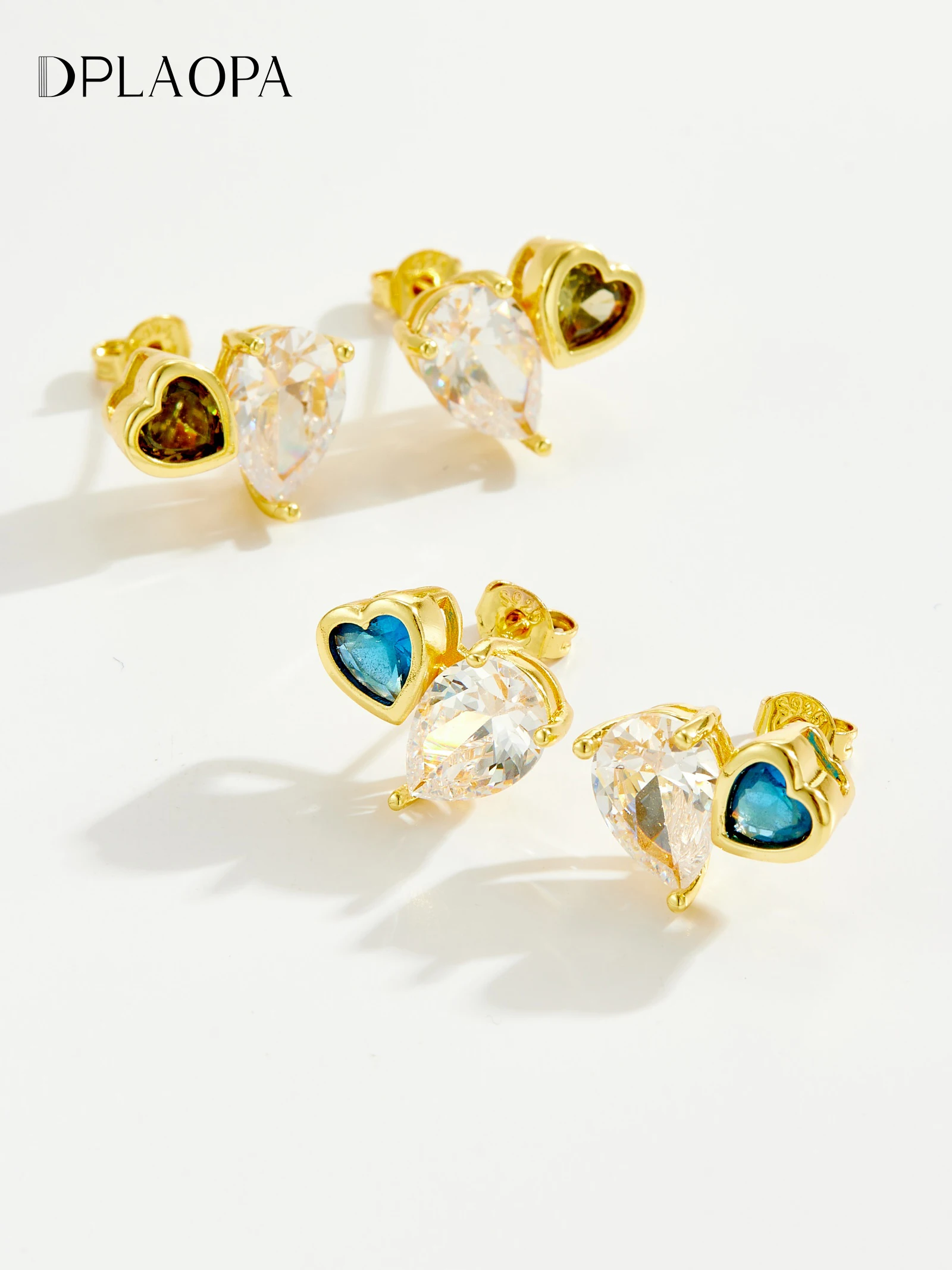 

Серьги-гвоздики DPLAOPA из стерлингового серебра 925 пробы, зеленый, синий, циркон, сердце, CZ, груша, роскошные ювелирные изделия, 2024, вечерние свадебные украшения