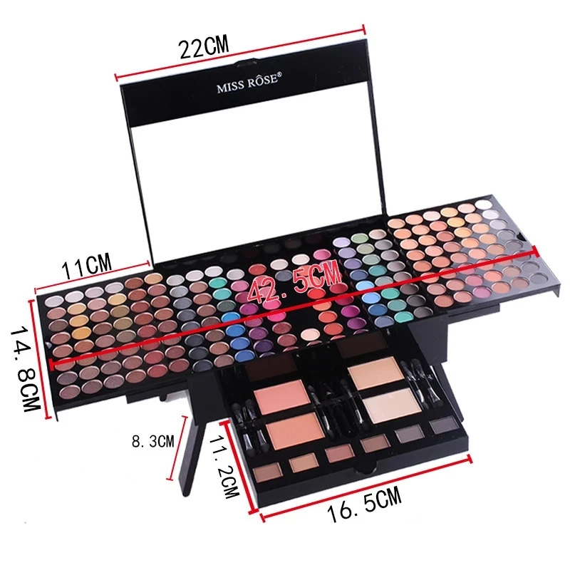 Miss Rose 180 Color Professional Eyeshadow Blush Women Cosmetic Foundation Face Powder Makeup Sets Eye Shadows Palette Set Kit