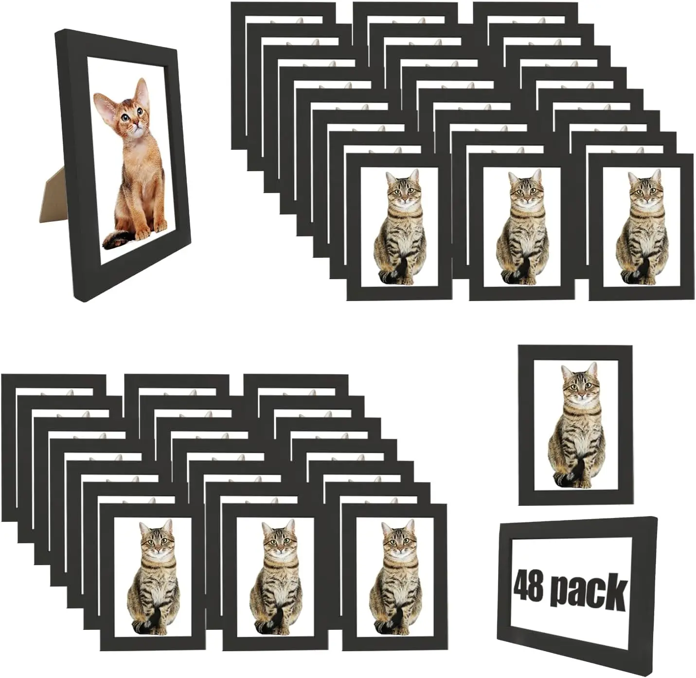 

4x6 Picture Frame Bulk Set of 48 Black Photo Frames Display 4x6 Photos Gallery Wall Photo Frames Simple Wooden Multi Picture Fr