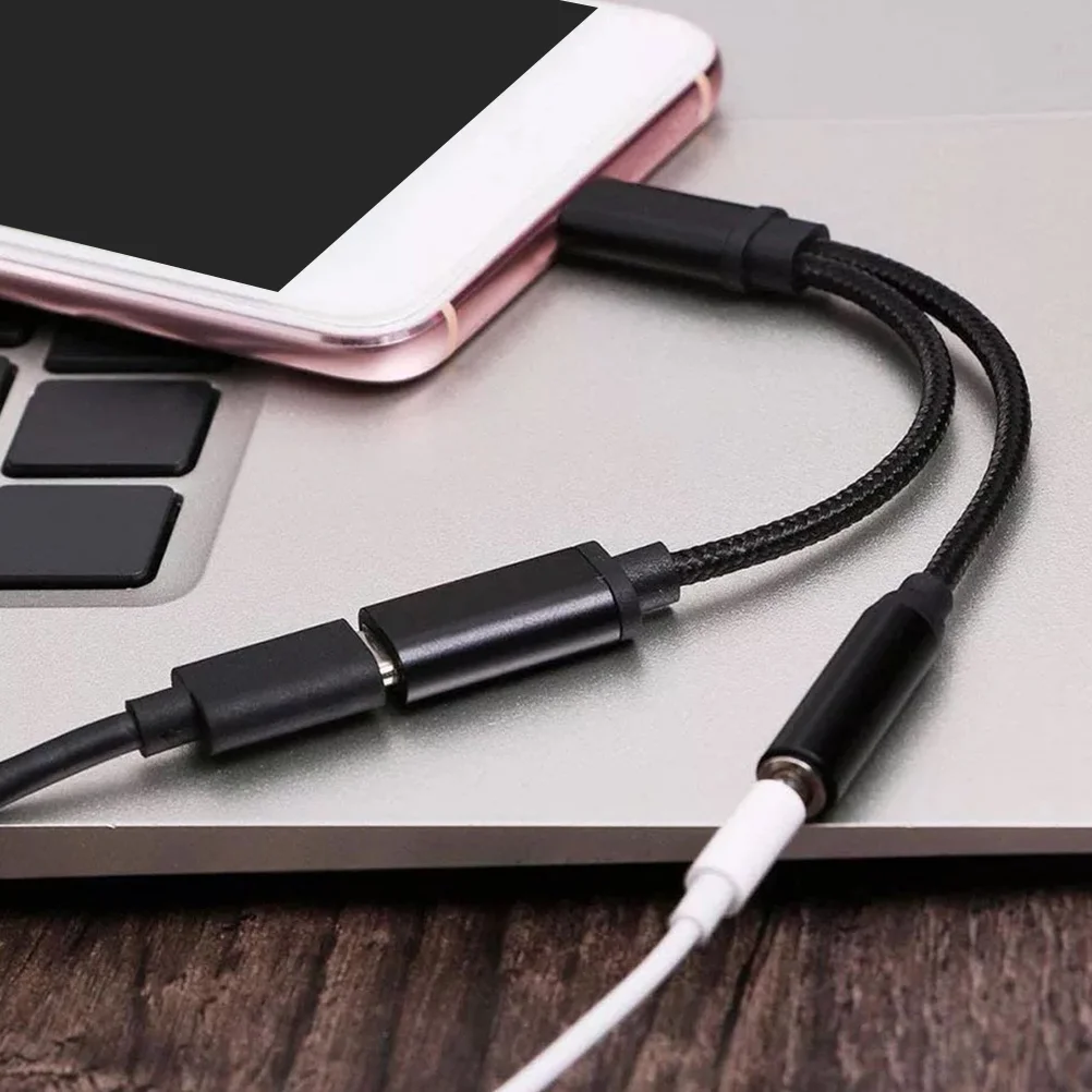 2 Pcs Audio Adapter Earphone Jack Type- Converters Charging USB Female Portable Type-c Charge