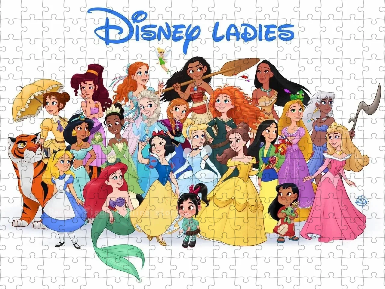 Disney Princess Fusion Printing Puzzle 300/500/1000 Pieces of High-Quality Paper Puzzle, Stress Relieving Puzzle Toy Unique Gift