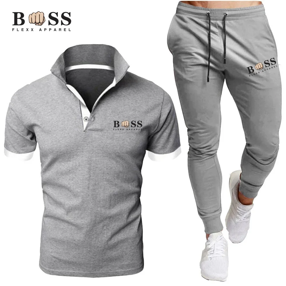 Men\'s POLO shirt sportswear two-piece set, men\'s casual fitness sportswear POLO shirt+pants, men\'s casual sportswear set