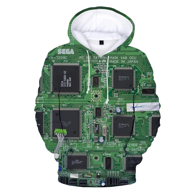 Electronic Chip Grpahic Hoodies for Men Clothing 3D Circuit Board CPU Printed Hooded Pullovers Funny Kids Hoodie Swaetshirt Tops