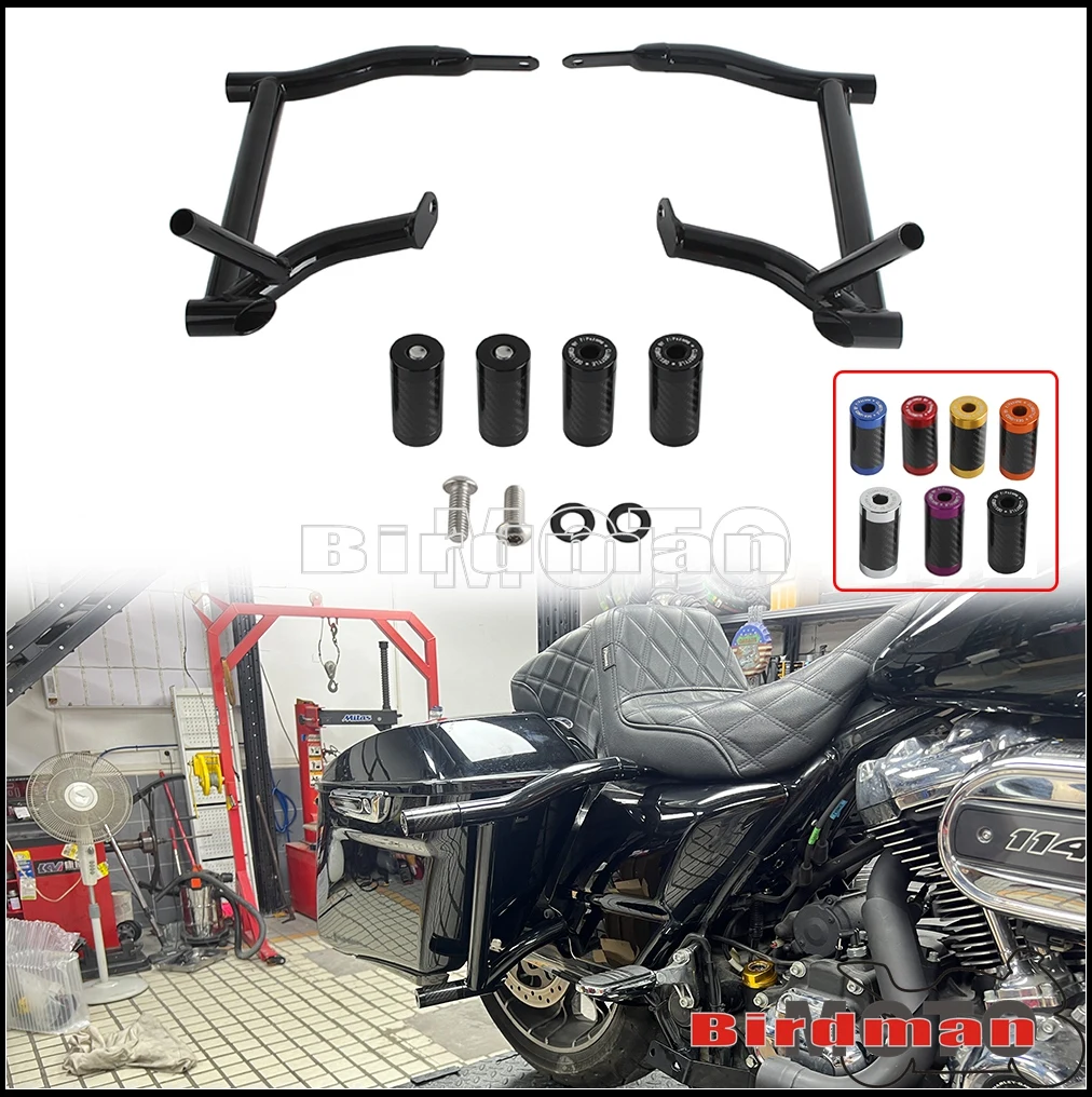 Moto Bag Tip-Over Bar Set Saddlebag Guards Crash Bar For Harley Touring Street Road Glide Road King Electra Ultra FLHT FLHX FLTR