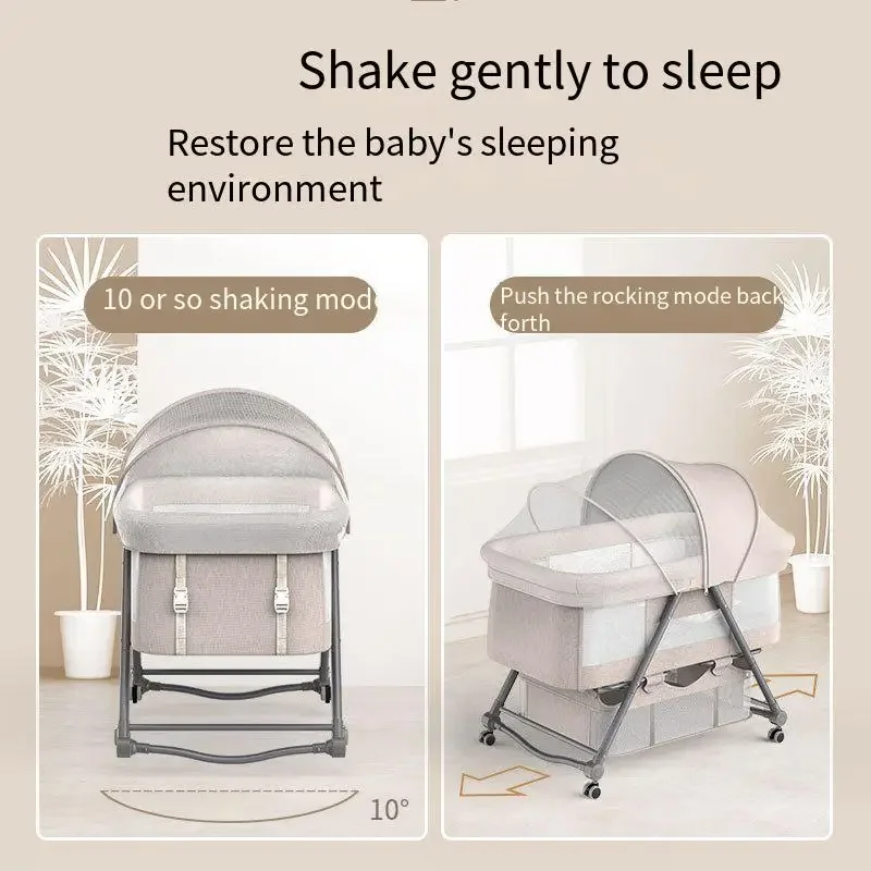 Foldable Baby Crib Multifunctional Portable Adjustable Newborn Sleeping Basket with Mosquito Net Baby Bassinet Adjustable Cradle