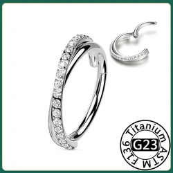ASTM F136 Titanium Earring Piercing 16g Ear Spiral Hoop Cartilage Earring Hinge Diaphragm Daith Clicker Nose Ring Body Jewelry