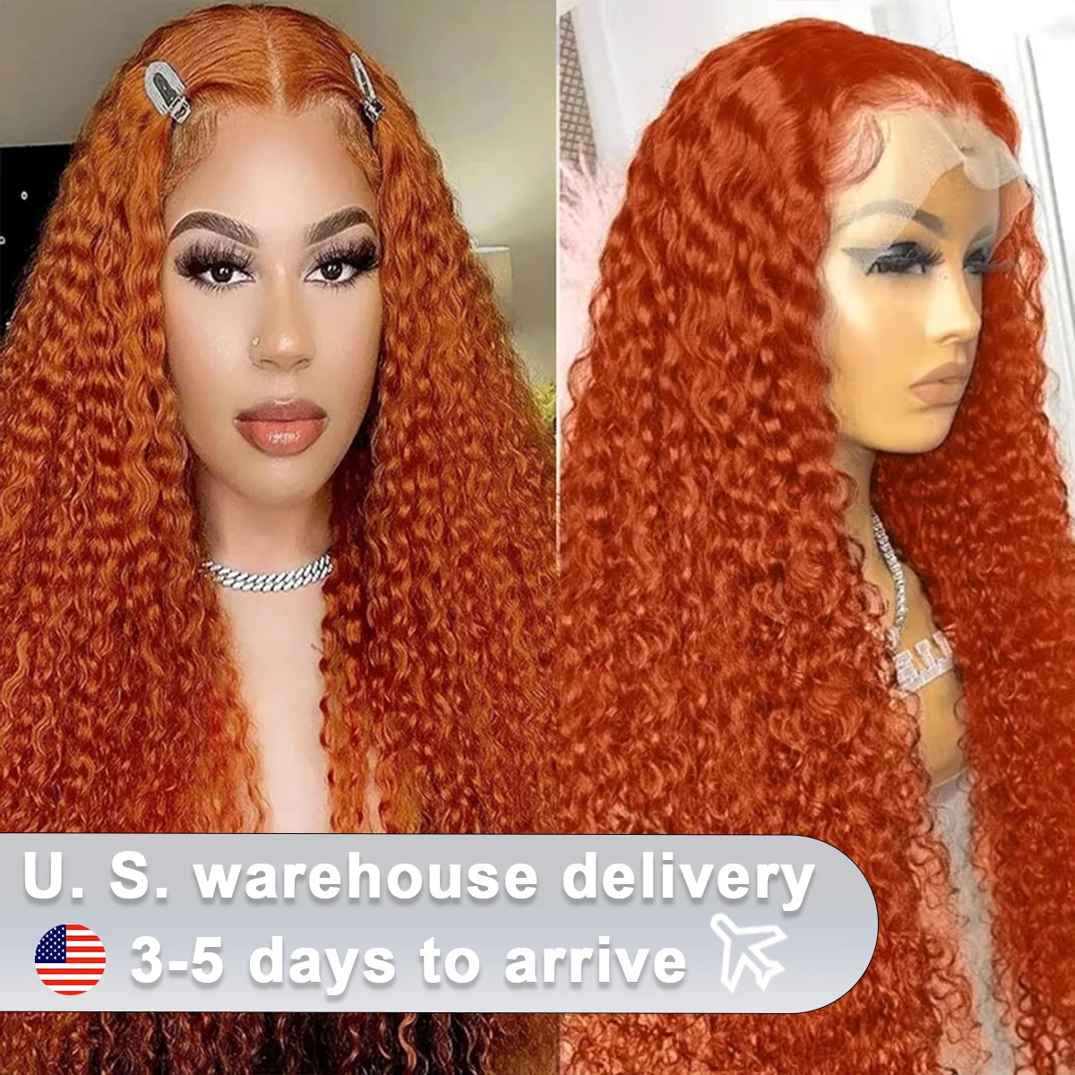 Ginger Orange Water Wave #350 Colored 13x6 13x4 Transparent Lace Front Wig Human Hair for Women Deep Curly Wigs Pre Plucked